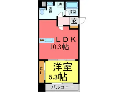 ディアさくら夙川(1LDK/2階)の間取り写真