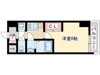 ディームス新大阪(1K/2階)の間取り写真