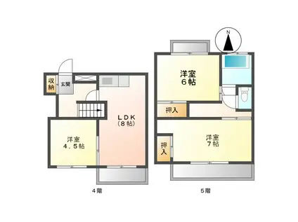ワイズタウン 3号棟(3LDK/2階)の間取り写真