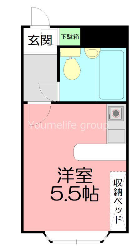 メゾンド萩(ワンルーム/2階)の間取り写真