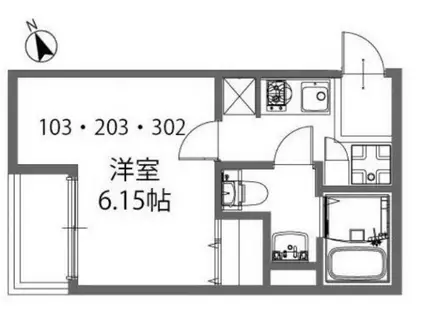 モダンアパートメント高田馬場(1K/1階)の間取り写真