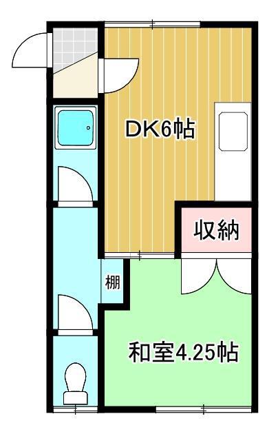コーポかまだ(1DK/2階)の間取り写真