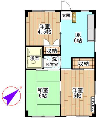 王子台ビル(3DK/2階)の間取り写真