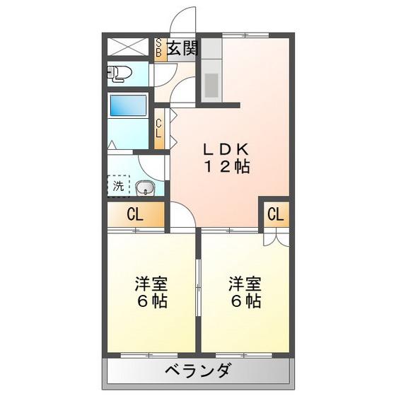ロイヤルヒルズ21(2LDK/2階)の間取り写真