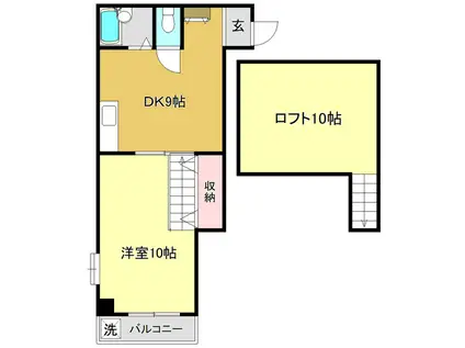 グローバル(1DK/4階)の間取り写真