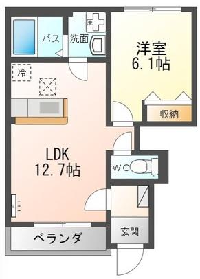 クレストール・K(1LDK/1階)の間取り写真