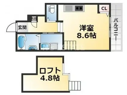 あんしん大谷町(ワンルーム/1階)の間取り写真