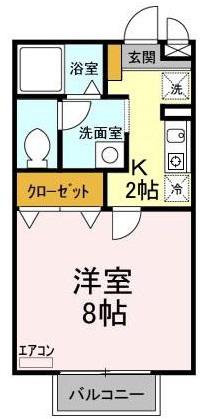 サンピラー(1K/2階)の間取り写真