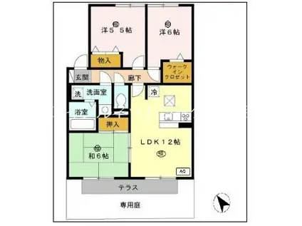 サンステージ海浜 ウエスト(3LDK/1階)の間取り写真