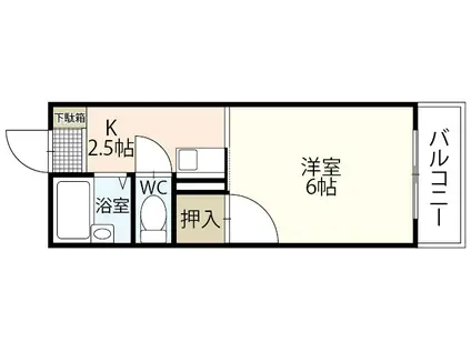 リバーシティ五日市(1K/2階)の間取り写真