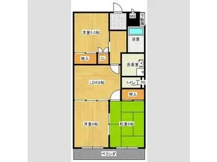 コーポ都(3DK/3階)の間取り写真