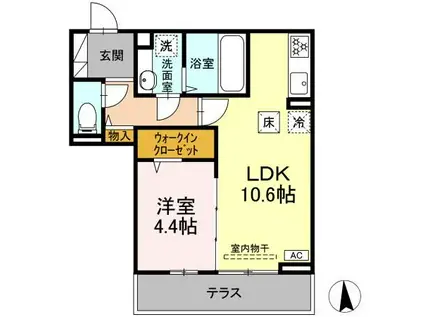 COUR18高宮W(1LDK/1階)の間取り写真