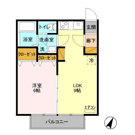 サンスクエア(1LDK/2階)の間取り写真