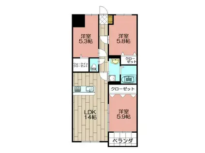 サンビル守恒(3LDK/1階)の間取り写真