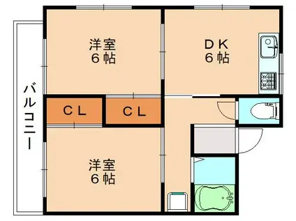 MSコーポ(2DK/1階)の間取り写真