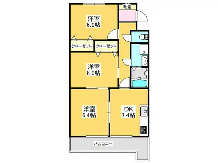 宮地マンション(3DK/3階)の間取り写真