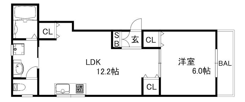 五位ノ池町3丁目アパート(1LDK/1階)の間取り写真