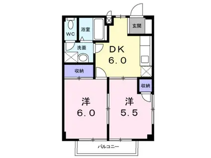 竜ヶ崎ハイツ(2DK/2階)の間取り写真