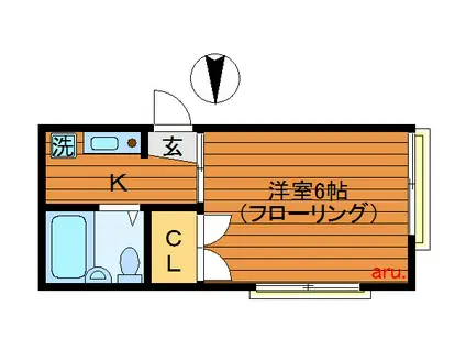 ユーハイム(1K/2階)の間取り写真