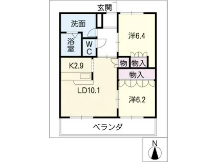 サンタモニカ・長良(2LDK/1階)の間取り写真