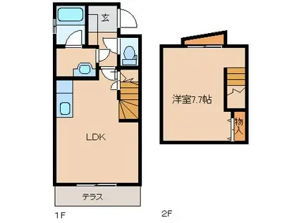 セントラルカーサー(1LDK/2階)の間取り写真