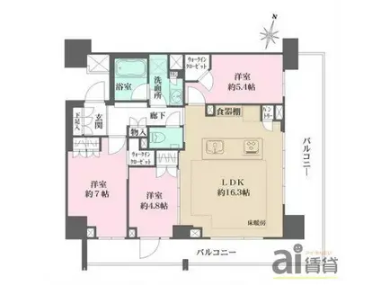 ザ・パークハウス所沢プレイス(3LDK/14階)の間取り写真