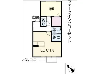 ウィルリカーモ(1LDK/1階)の間取り写真