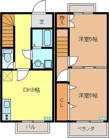 エトワールあすかA(2DK/1階)の間取り写真