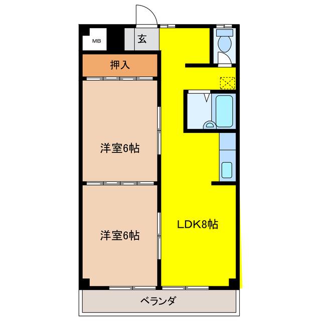 アリージェンス則武(2LDK/3階)の間取り写真
