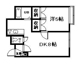 第5リバーハイツ藤(1DK/1階)の間取り写真