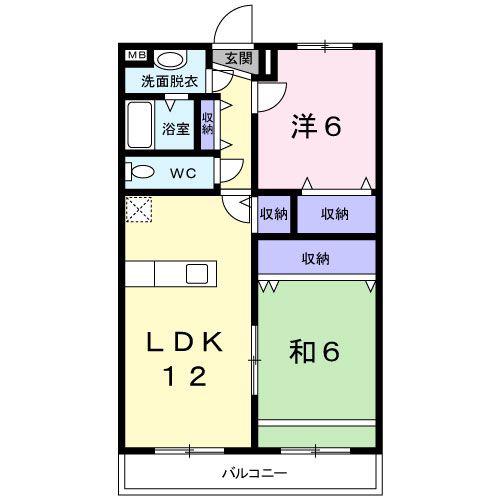 サンライズS(2LDK/2階)の間取り写真