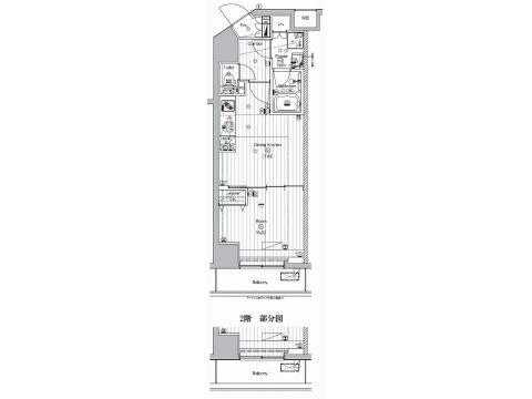PREMIUM CUBE代々木上原(1DK/5階)の間取り写真