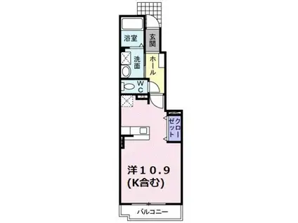 サンリバーヒルズ B(ワンルーム/1階)の間取り写真