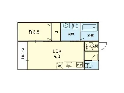 ステラ熊本エアポートサイド(1LDK/2階)の間取り写真