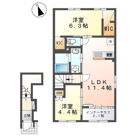 パドレ ムールトメスク(2LDK/2階)の間取り写真