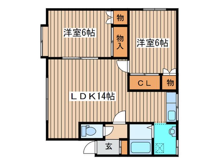 コーポニューリバ-A(2LDK/3階)の間取り写真