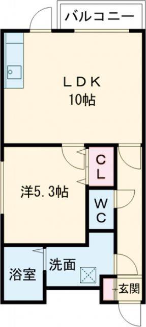 ウィスラー(1LDK/2階)の間取り写真