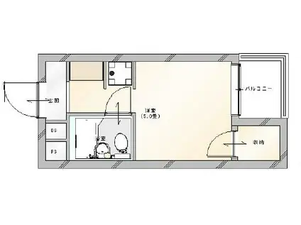 ハイツ木村(ワンルーム/3階)の間取り写真