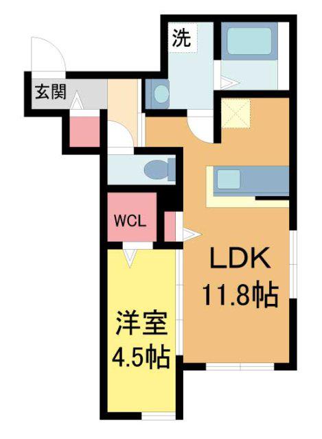 オリビア苦楽園(1LDK/1階)の間取り写真