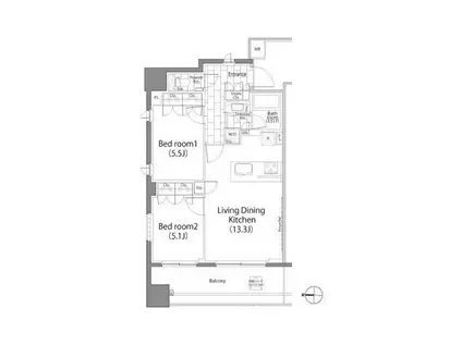 パークハビオ平河町(2LDK/13階)の間取り写真