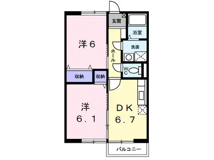 メゾン紀伊II(2DK/1階)の間取り写真