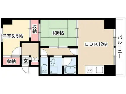 シャトー汐路(2LDK/2階)の間取り写真