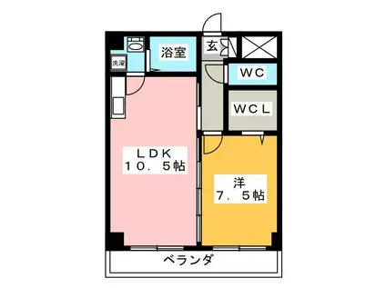 CALM21(1LDK/4階)の間取り写真