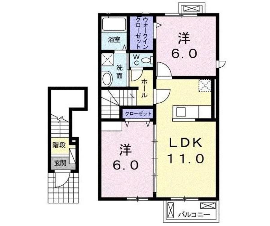 ミルフロールIVB(2LDK/2階)の間取り写真