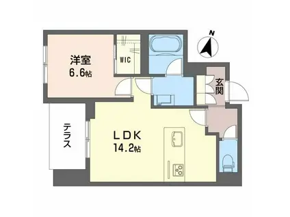 シャーメゾン笹和(1LDK/1階)の間取り写真