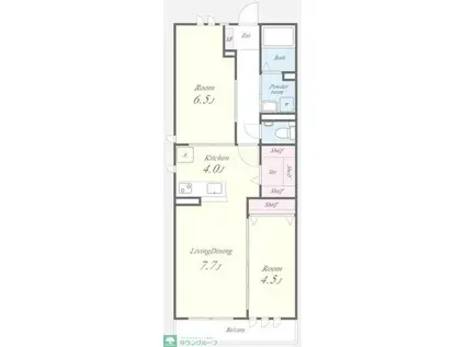 ELYM JOY IRIFUNE(2LDK/2階)の間取り写真