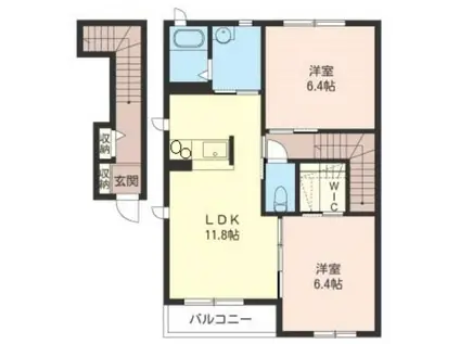 ヴィセオ・セ・ラ・ヴィB(2LDK/2階)の間取り写真