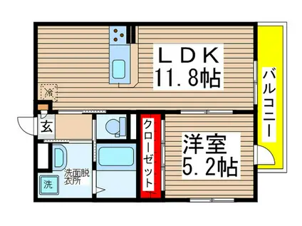 リブリ・シャルマン(1LDK/1階)の間取り写真