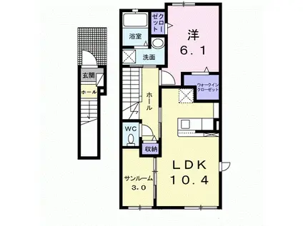 メルヴェーユ フィールド VII(1LDK/2階)の間取り写真