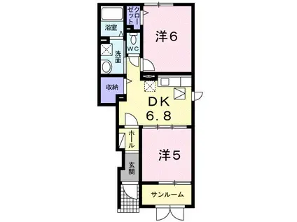 フォルテIII(2DK/1階)の間取り写真